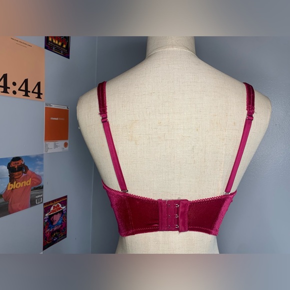 Vibrant Burgundy Velvet Corset Crop Top Bralette Urban Oufitters Out from Under - Picture 5 of 11